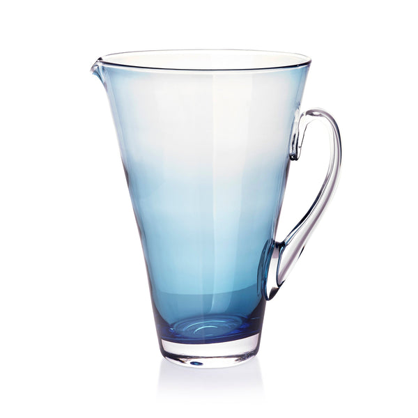 summerill & bishop Handblown Glass 'Clair' Jug in Turquoise 23cm