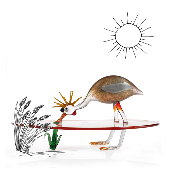 Summerill & Bishop Handblown Glass Crane Cake Stand 30cm