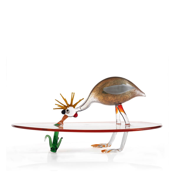 summerill & bishop Handblown Glass Crane Cake Stand 30cm