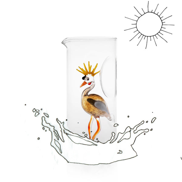 Summerill & Bishop Handblown Glass Crane Carafe 24.5cm