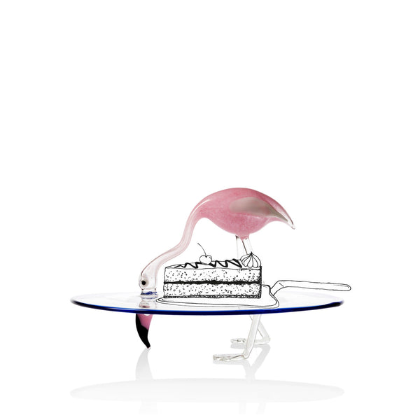 Summerill & Bishop Handblown Glass Flamingo Cake Stand 30cm