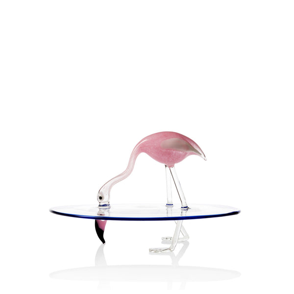 summerill & bishop Handblown Glass Flamingo Cake Stand 30cm