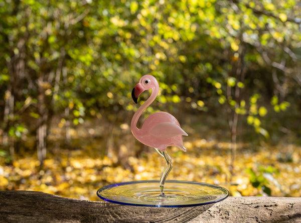 Summerill & Bishop Handblown Glass Flamingo Small Platter 21cm