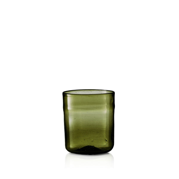 Summerill & Bishop Handblown Glass Medium Water Tumbler In Olive Green 10cm