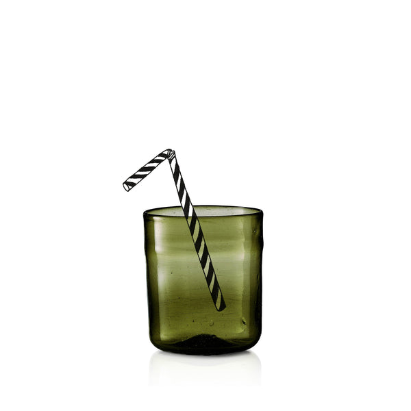 Summerill & Bishop Handblown Glass Medium Water Tumbler In Olive Green 10cm