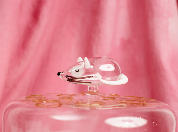 Summerill & Bishop Handblown Glass Mouse Cheese Platter Stand 25cm