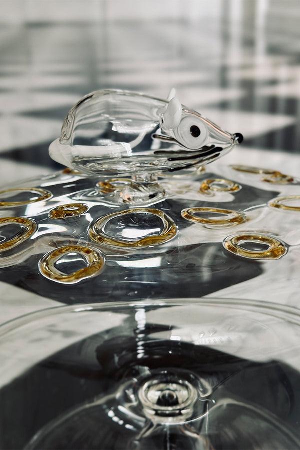 Summerill & Bishop Handblown Glass Mouse Cheese Platter Stand 25cm