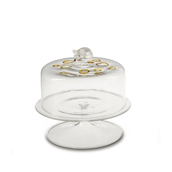 summerill & bishop Handblown Glass Mouse Cheese Platter Stand 25cm