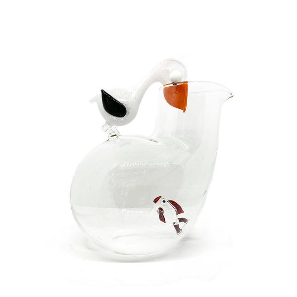 Summerill & Bishop Handblown Glass Pelican And Fish Jug 25cm