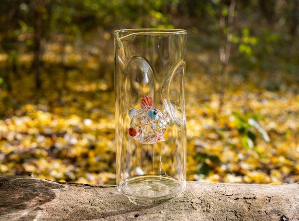 Summerill & Bishop Handblown Glass Red And Blue Fish Carafe 24.5cm