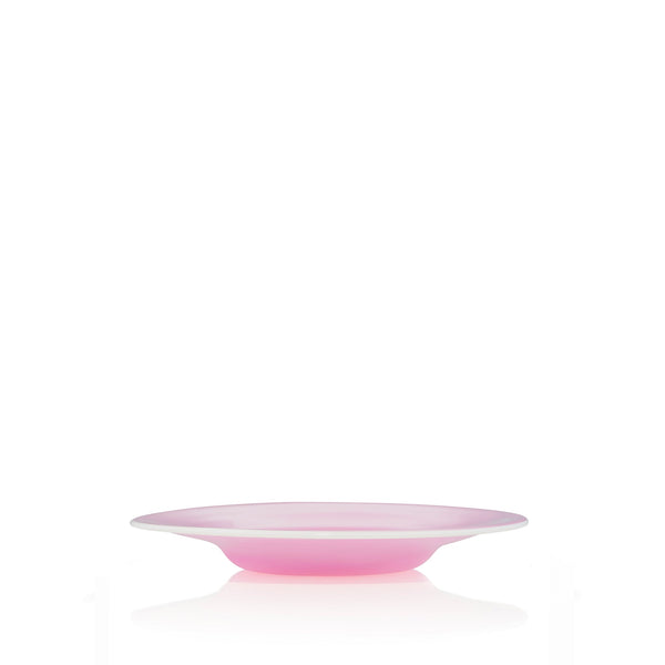 summerill & bishop Handblown Glass Soup / Dessert Plate in Rose Pink 18cm