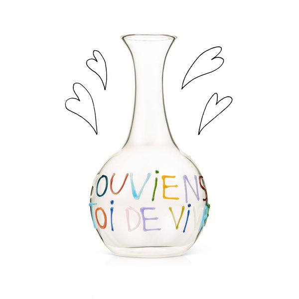 Summerill & Bishop Handblown Glass Souviens Toi De Vivre Carafe