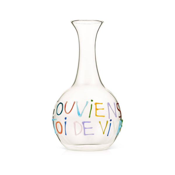 summerill & bishop Handblown Glass Souviens Toi De Vivre Carafe