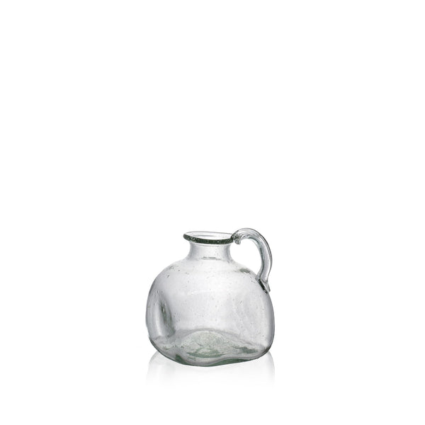 summerill & bishop Handblown Glass Square Vase with Handle in Clear 10cm