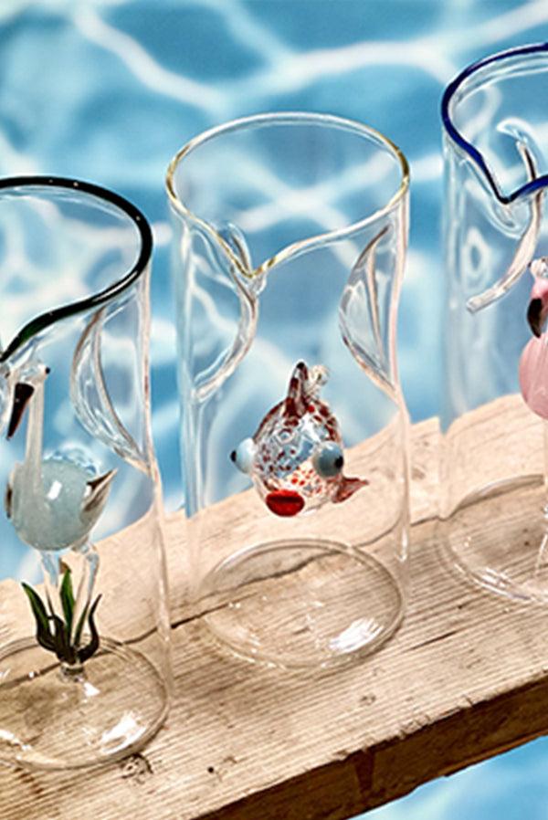 Summerill & Bishop Handblown Glass Stork Carafe 24.5cm