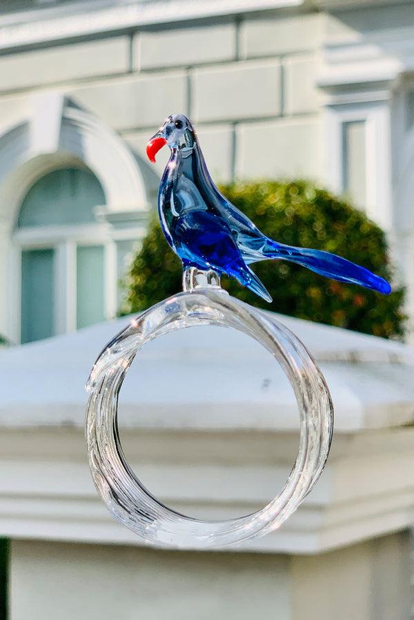 Summerill & Bishop Handblown Glass Tropical Bird Napkin Ring In Purple