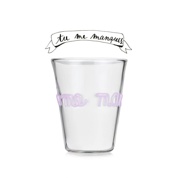 Summerill & Bishop Handblown Glass "Tu Me Manques" (I Miss You) Tumbler