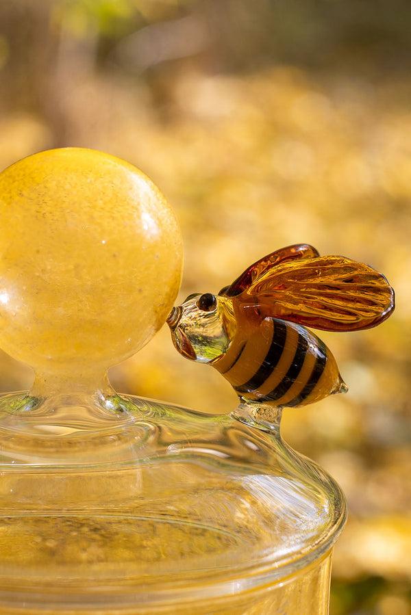 Summerill & Bishop Handblown Glass Yellow Bee Jar 17.5cm