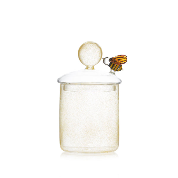 summerill & bishop Handblown Glass Yellow Bee Jar 17.5cm