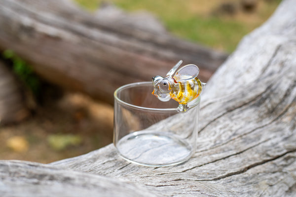 Summerill & Bishop Handblown Glass Yellow Bee Tea Light Holder 11cm