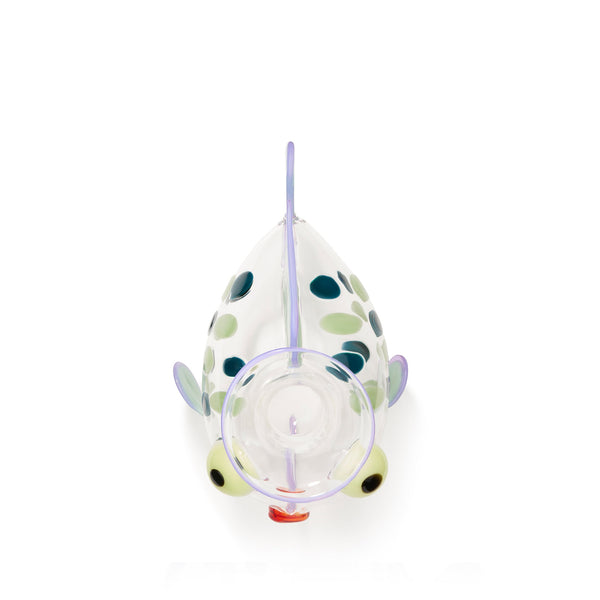 Summerill & Bishop Handblown Green And Purple Dot Fish Decanter 25 Cm
