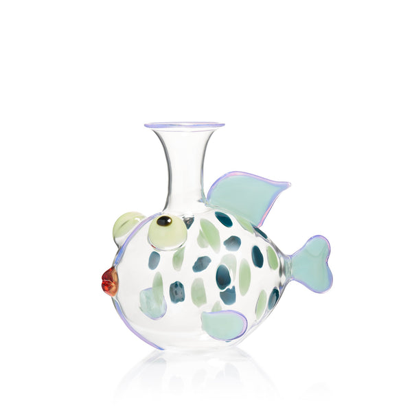 summerill & bishop Handblown Green and Purple Dot Fish Decanter 25 cm
