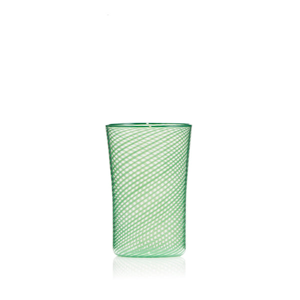 summerill & bishop Handblown Green Filigrana Tall Water Tumbler 12cm