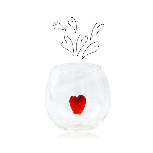 Summerill & Bishop Handblown Murano Floating Heart Glass