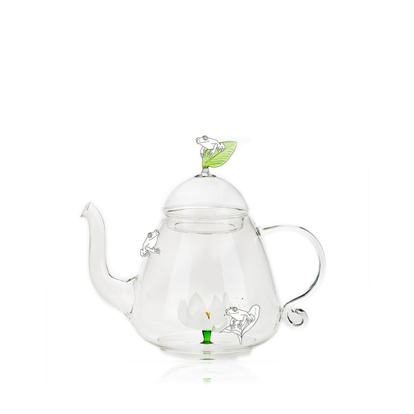 Summerill & Bishop Handblown Murano Glass Lotus Teapot In White