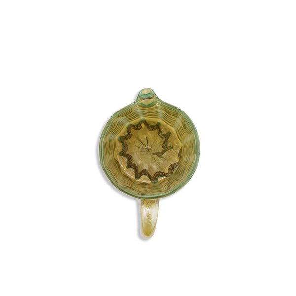 Summerill & Bishop Handblown Murano Glass Wave Jug In Green & Gold