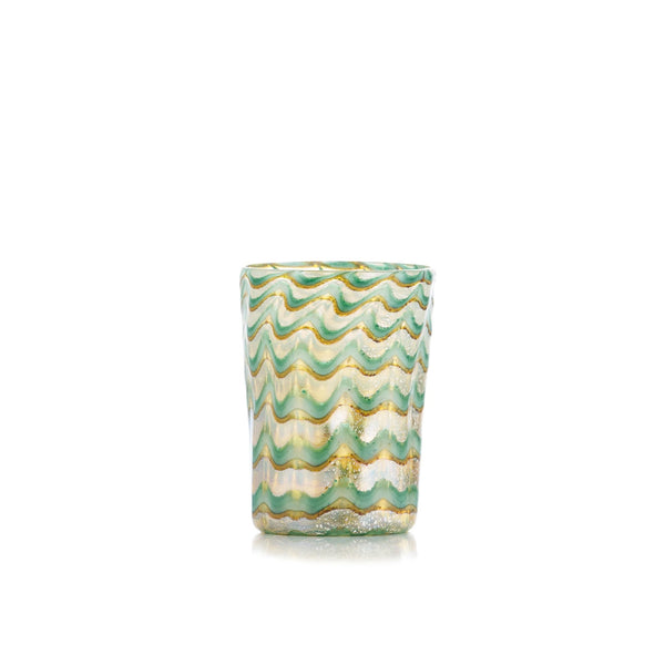 summerill & bishop Handblown Murano Glass Wave Tumbler in Green & Gold