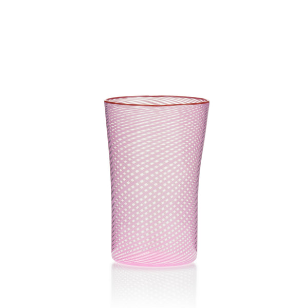 summerill & bishop Handblown Pink Filigrana Water Tumbler 12cm