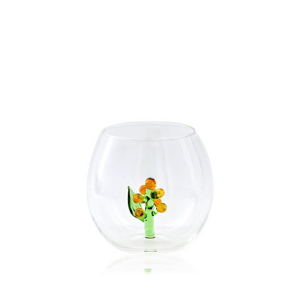 summerill & bishop Handblown Yellow Cactus Flower Glass