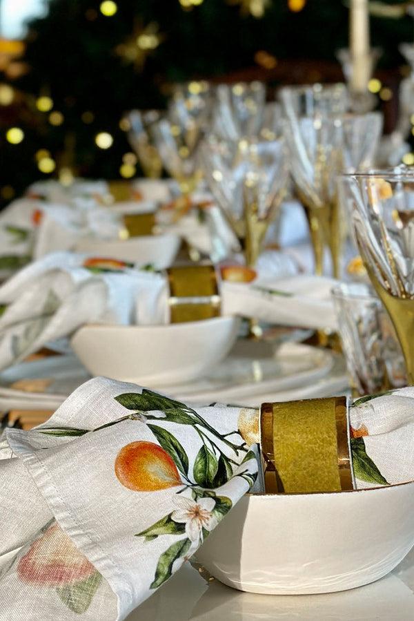 Summerill & Bishop Handmade Ceramic Thick Gold Rim Green Napkin Ring