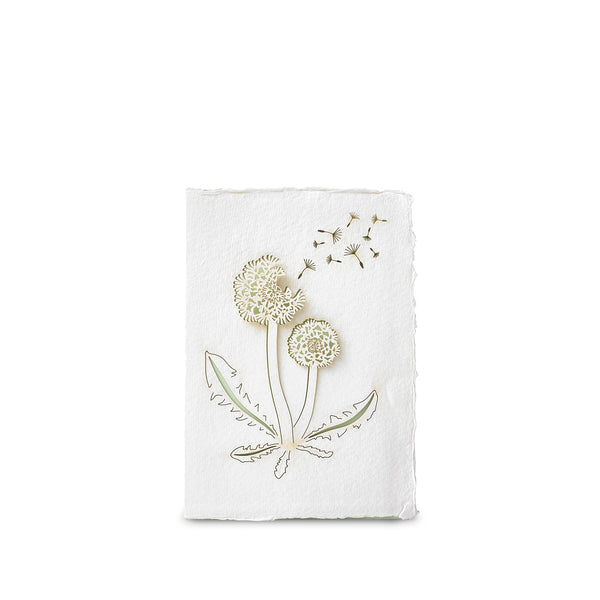 summerill & bishop Handmade Paper Greeting Card with Dandelion 15cm x 10cm