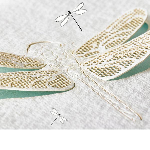 Summerill & Bishop Handmade Paper Greeting Card With Dragonfly 15cm X 10cm