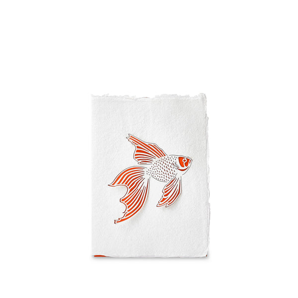 summerill & bishop Handmade Paper Greeting Card with Fish 15cm x 10cm