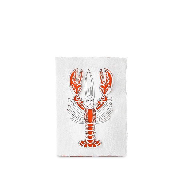 summerill & bishop Handmade Paper Greeting Card with Lobster 15cm x 10cm