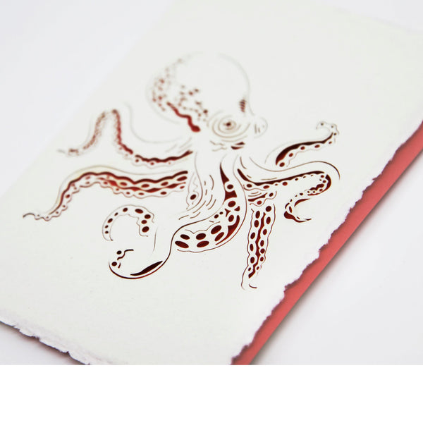Summerill & Bishop Handmade Paper Greeting Card With Octopus 15cm X 10cm