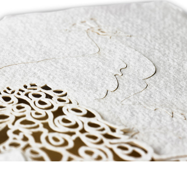 Summerill & Bishop Handmade Paper Greeting Card With Peacock 15cm X 10cm