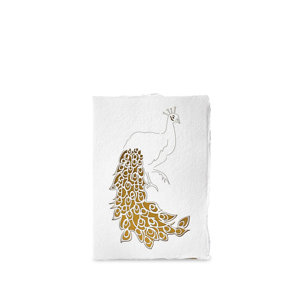 summerill & bishop Handmade Paper Greeting Card with Peacock 15cm x 10cm