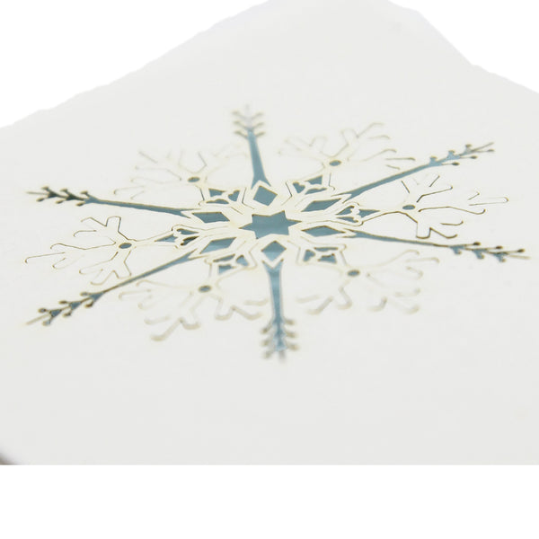 Summerill & Bishop Handmade Paper Greeting Card With Snowflake 15cm X 10cm