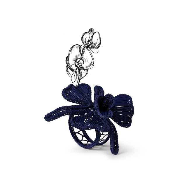 Summerill & Bishop Handwoven Orchid Napkin Ring In Dark Blue