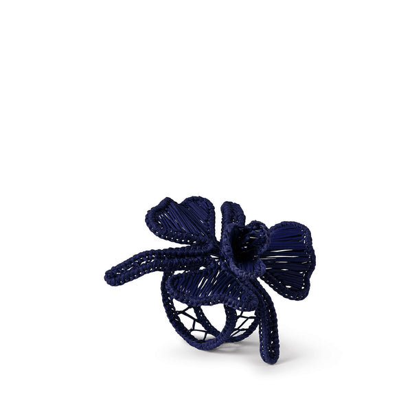 summerill & bishop Handwoven Orchid Napkin Ring in Dark Blue