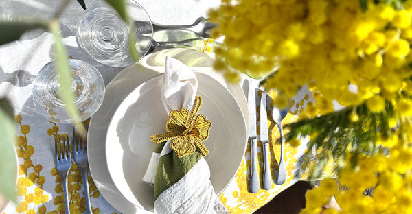 Summerill & Bishop Handwoven Orchid Napkin Ring In Yellow