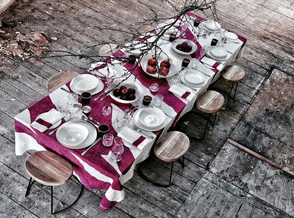 Summerill & Bishop 'Happy' Word Linen Tablecloth In Fuchsia Pink