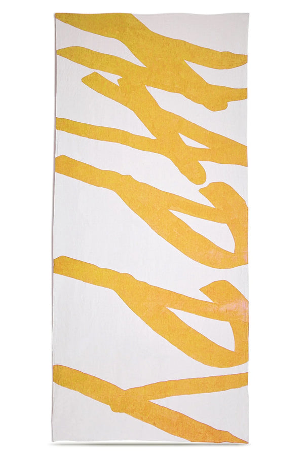 summerill & bishop 'Happy' Word Linen Tablecloth in Lemon Yellow