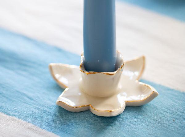 Summerill & Bishop HB Daffodil Candle Holder With Gold Rim 6cm