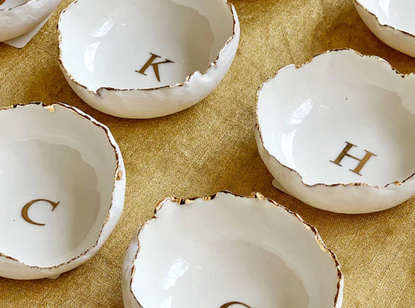 Summerill & Bishop HB Jagged Bowl With Gold Alphabet 7cm