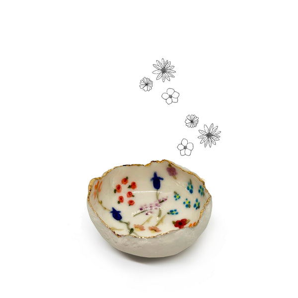 Summerill & Bishop HB Jagged Bowl With Hand Painted Florals 7cm